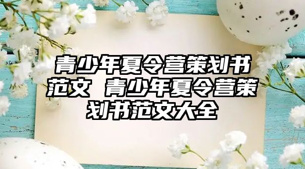 青少年夏令營(yíng)策劃書(shū)范文 青少年夏令營(yíng)策劃書(shū)范文大全