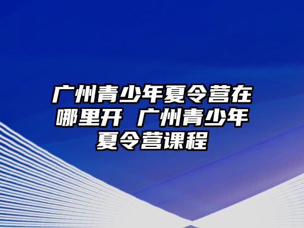 廣州青少年夏令營在哪里開 廣州青少年夏令營課程