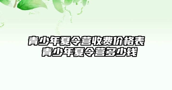 青少年夏令營收費價格表 青少年夏令營多少錢