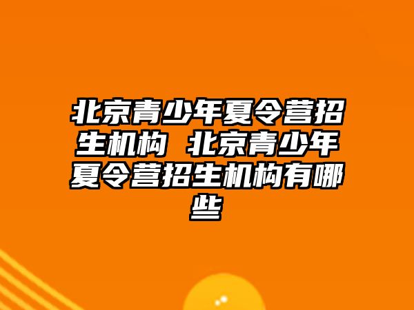 北京青少年夏令營招生機構 北京青少年夏令營招生機構有哪些