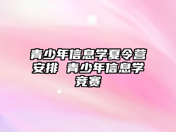 青少年信息學(xué)夏令營安排 青少年信息學(xué)競賽